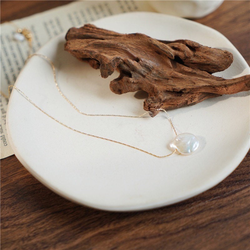 Gold Baroque Pearl Necklace