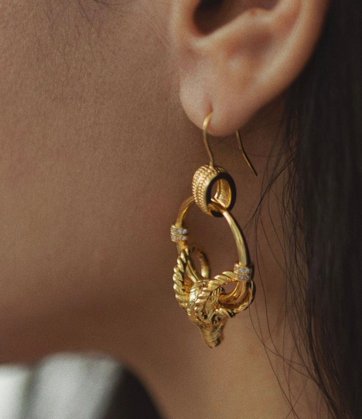 Luxurious Ram Design Real Gold Plated Anti-Tarnish Earrings