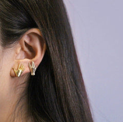 Hi Earrings, Gesture Studs, 925 Sterling Silver