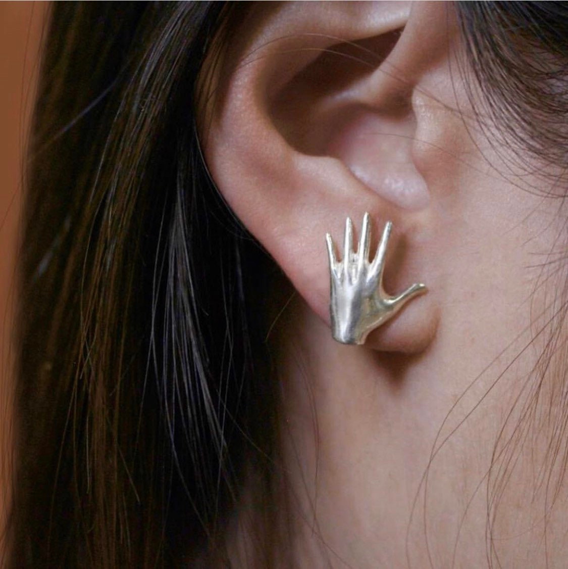 Hi Earrings, Gesture Studs, 925 Sterling Silver