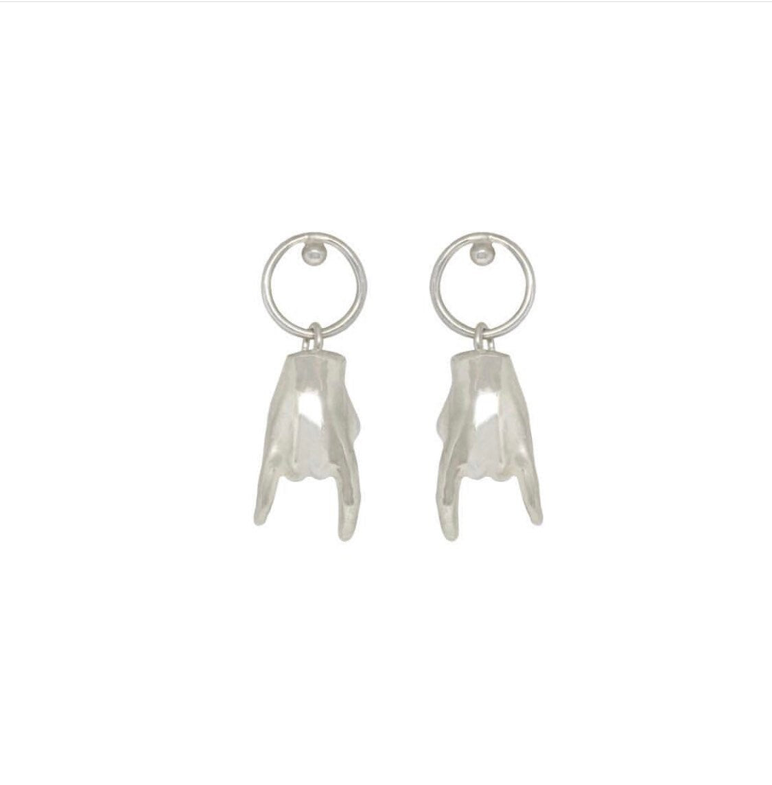 Rock n Roll Gesture Earrings 925 Sterling Silver