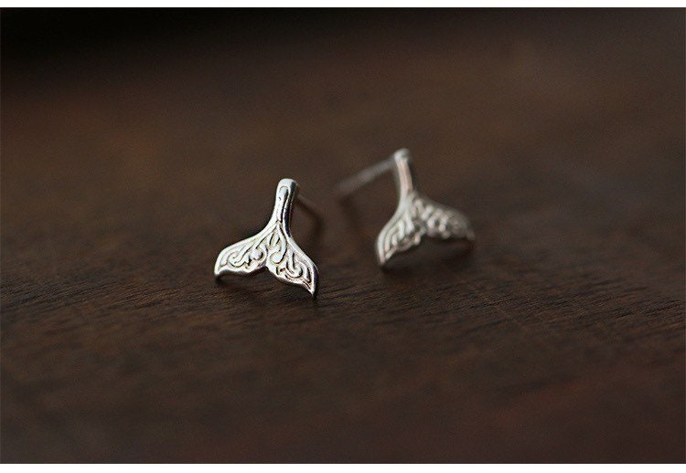 Mermaid Tail Stud Earrings 925 Sterling Silver