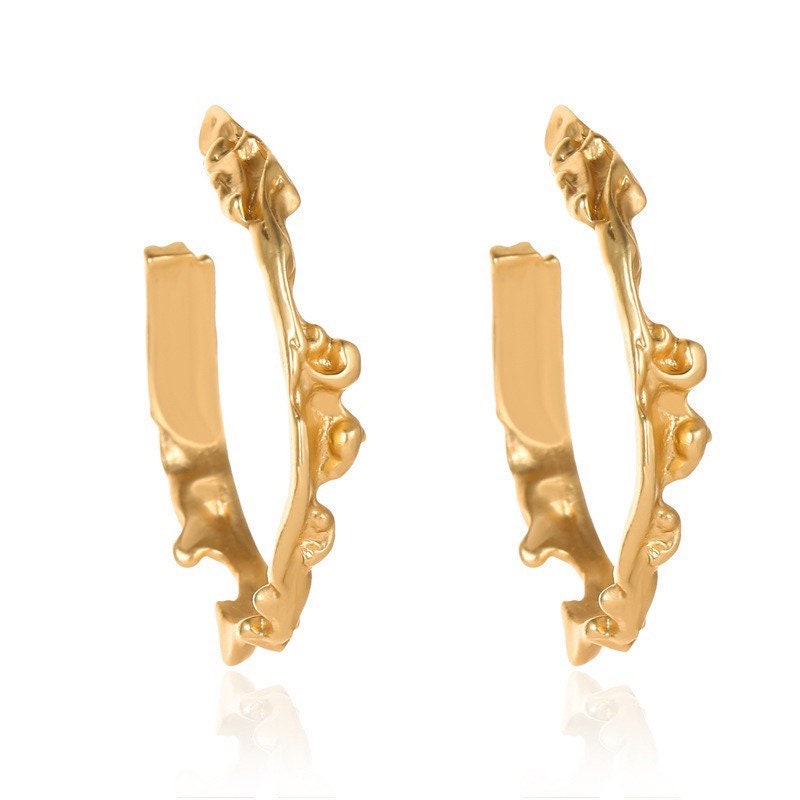 Water Shape Liquid Metal Hoop Earrings