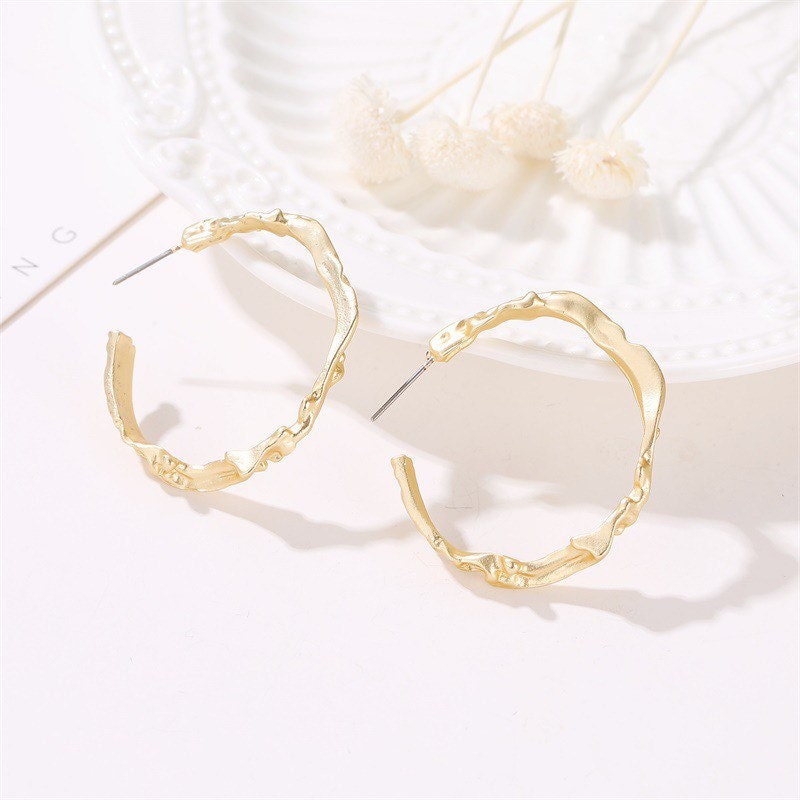 Water Shape Liquid Metal Hoop Earrings