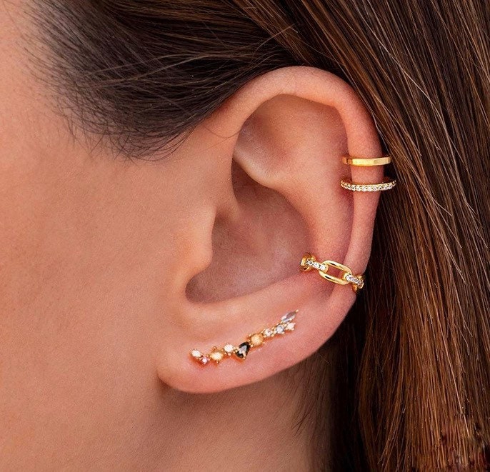 Sunset Cascade Pave Stone Ear Climbers