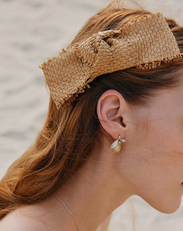 Golden Harvest Pear Diamond Earrings