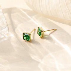 Lush Verde Petit Emerald Crystal Studs
