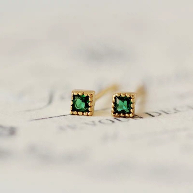 Lush Verde Petit Emerald Crystal Studs