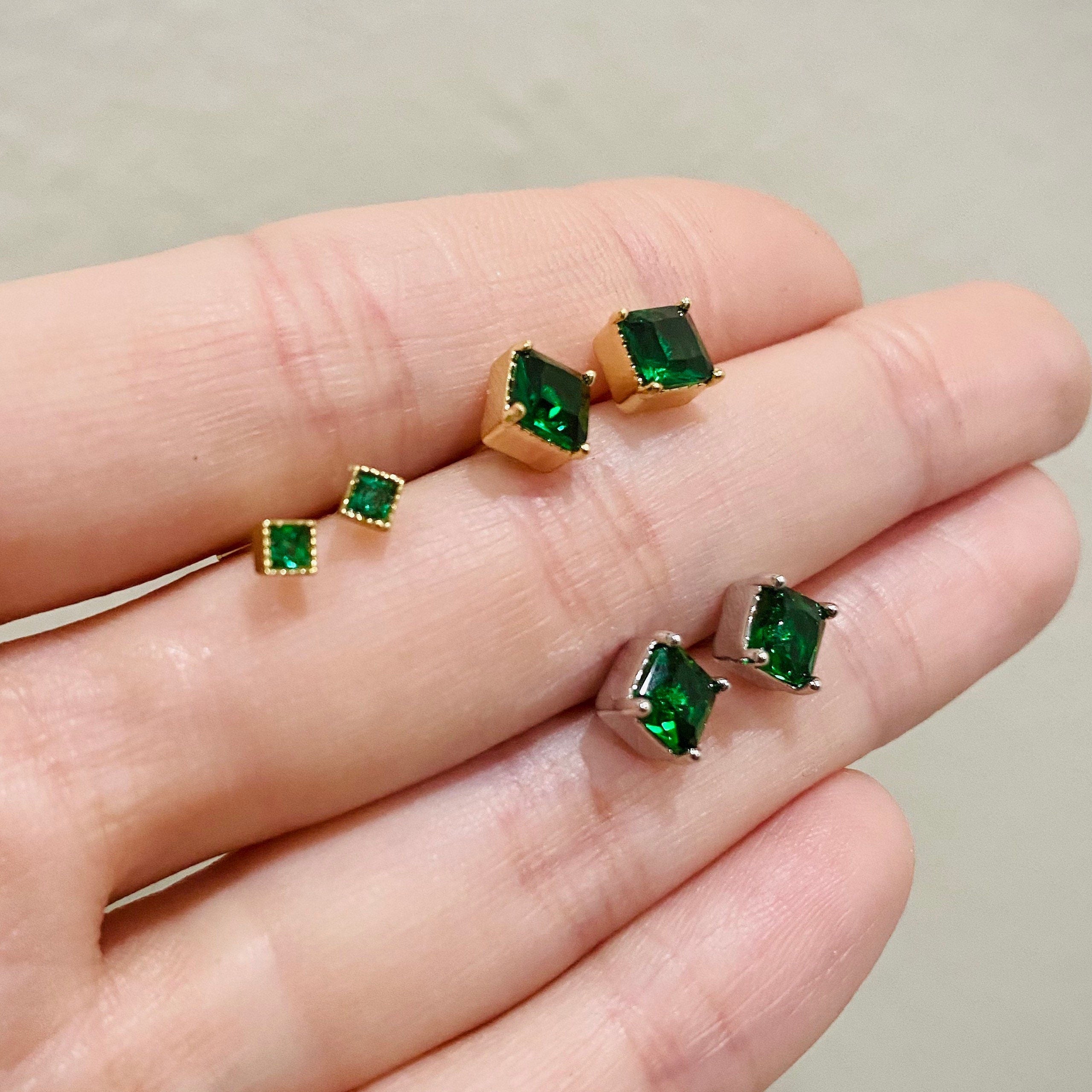 Lush Verde Petit Emerald Crystal Studs