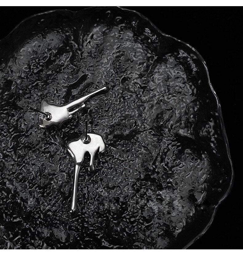 Silver Melt Abstract Earrings