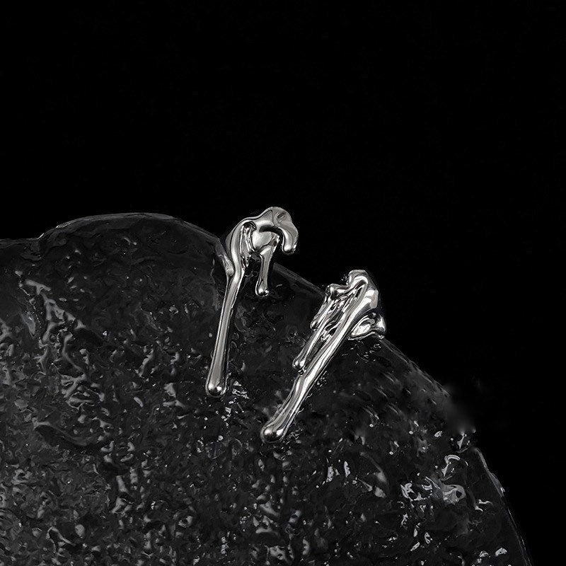 Silver Melt Abstract Earrings