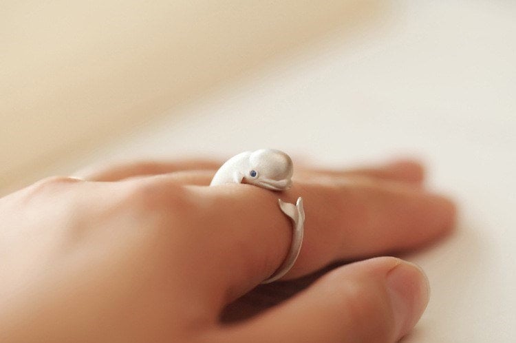 Smiling Whale Ocean Beluga Ring