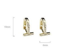 T Shape Diamond Hoop Earrings