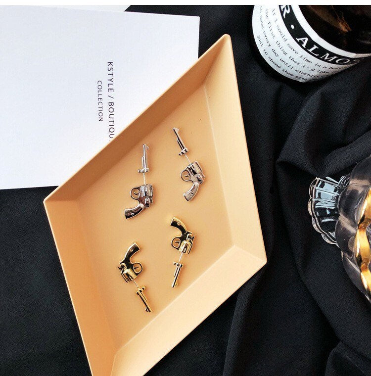 Edgy Pistol Chic Sterling Silver Earrings