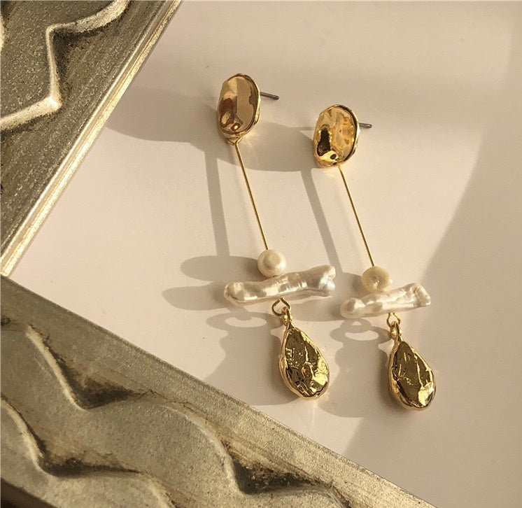 Baroque Splendor Pearl Dangle Earrings