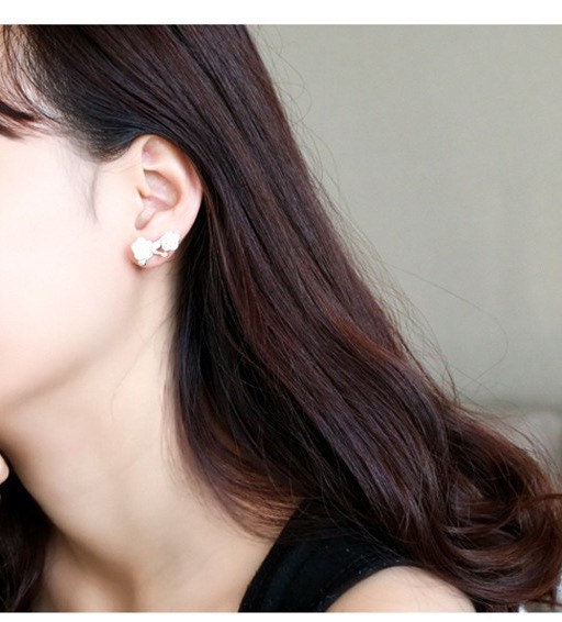 Delicate Sakura Stud Earrings - Sterling Silver Cherry Blossom Design