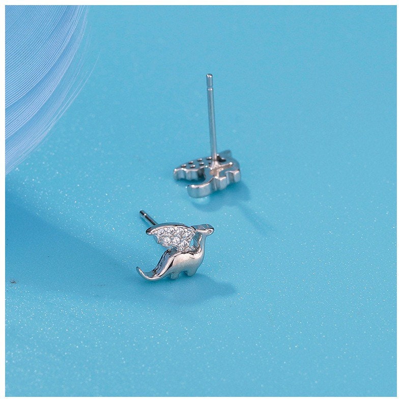 Pterodactyl Dragon Stud Earrings - Sterling Silver with 14k Gold Plating