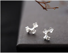 Sakura Sterling Silver Earrings - Delicate Cherry Blossom Flower Branch Studs