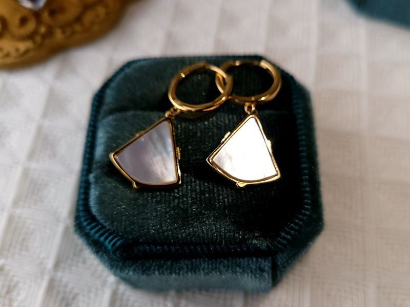 Egyptian Holy Beetle Earrings with Mother of Pearl