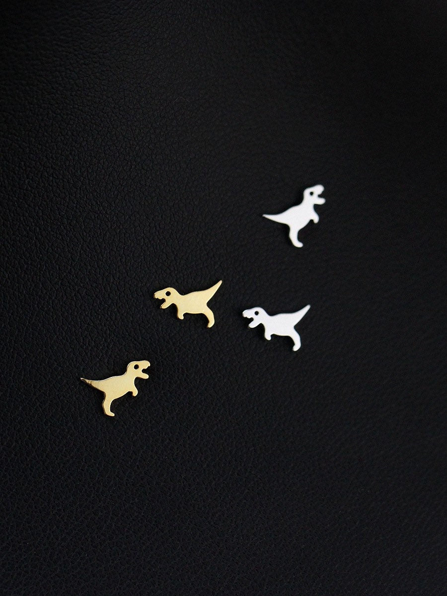 T-Rex studs, Flying dragon earrings, Brachiosaurus studs, Sterling Silver, 14k Gold Plated, Cute, Dinosaur, Tyrannosaur