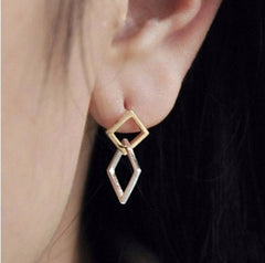 Stud earrings, Sterling Silver, 14k Gold Plated, Cute, Square, Round, Dangle Earrings, Drop Earrings