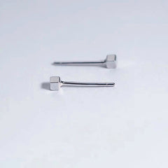 Square shape silver earrings, Studs, Solid Sterling Silver, Minimalist Jewelry