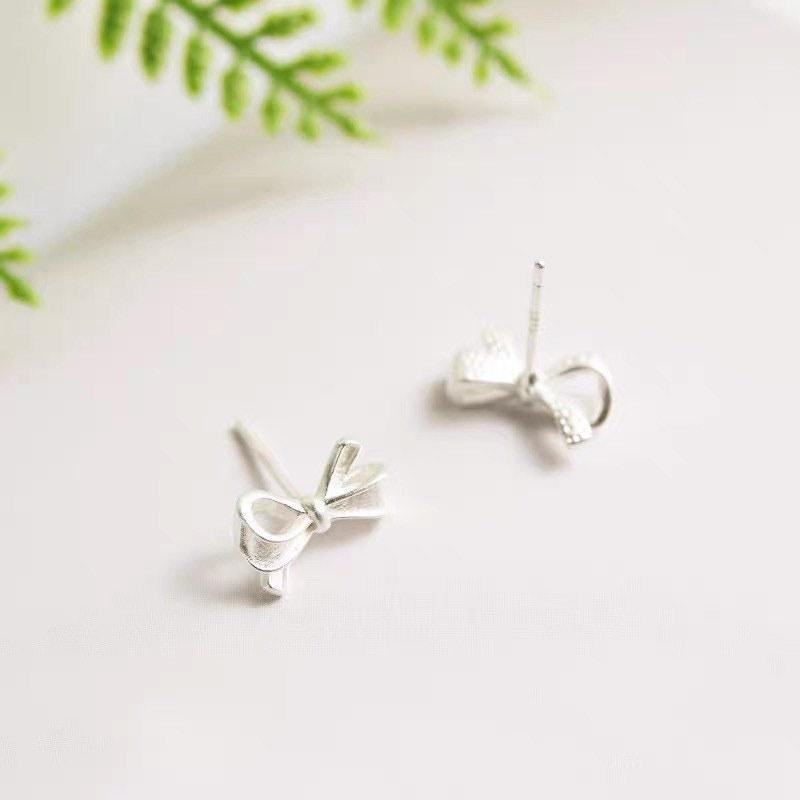 Tiny Bow Stud Earrings | Bow Tie| Sterling Silver| Cute | Best Gift for Her