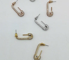 Safety pin earrings, Pin earrings, Sterling Silver, 14k Gold Plated, Rose gold, Chic, Sold by single, Bold.