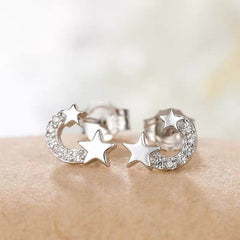 S925 Star Earrings, Sterling Silver, Starry Night, Big Dipper, Polaris, CZ, Shooting star.