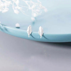 Tiny feathers earrings, Studs, Sterling Silver, Gifts for kids, Cutest.