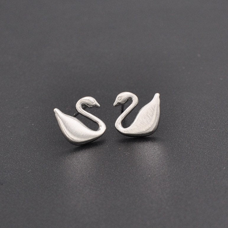 Swan earrings| Swan lake Studs| Sterling Silver| Matte finish|Gifts for kids| Cutest