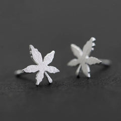 Sterling silver cannabis earrings, Marijuana Studs, Solid Sterling Silver, Maple leaf studs, tiny weeds earrings.