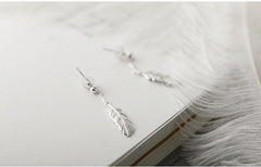 Tiny feathers earrings, Dangle earrings, Sterling Silver, Mismatched earrings, Cutest.