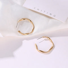 Twisted hoop earrings| Matte gold finished| Simple hoops| Minimalist