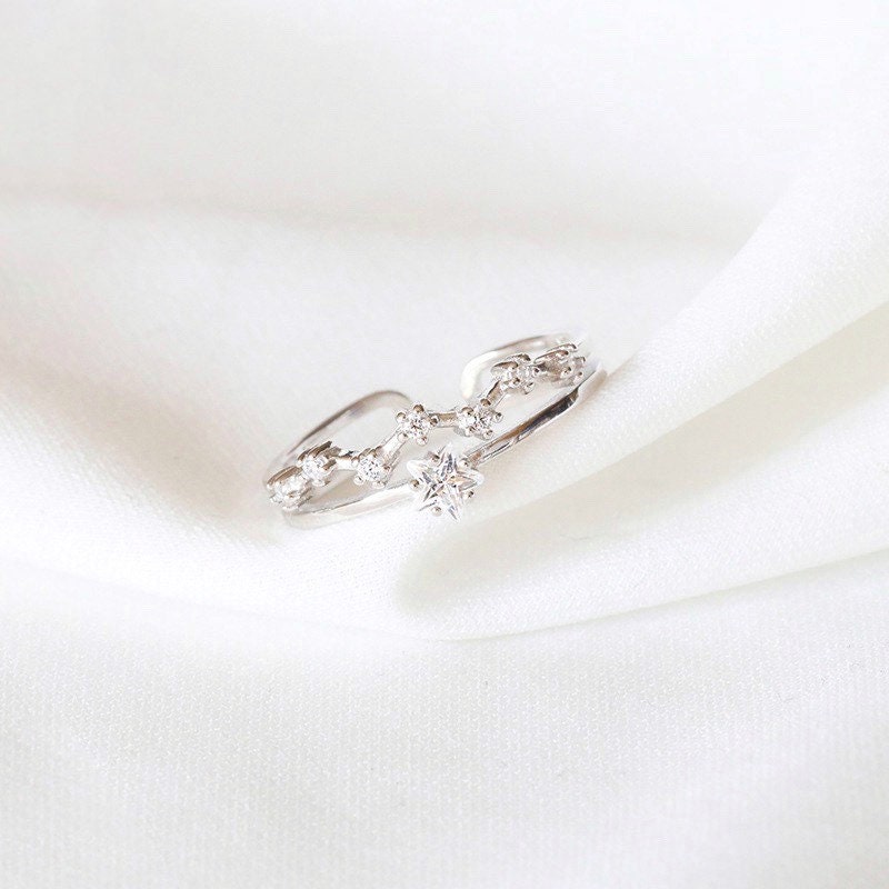 Sterling Silver Star Ring | Adjustable Ring | S925| Double Rings| Big Dipper| Romantic| Best gift for her| Galaxy