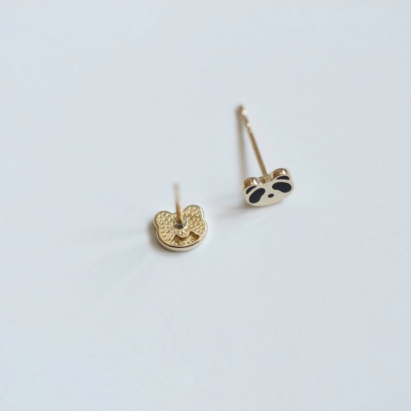 Tiny Panda Earrings, Sterling Silver, S925