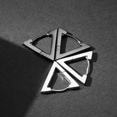 Triangle Hoops| Sterling Silver| Men¡¯s Earrings| Chunky Hoops