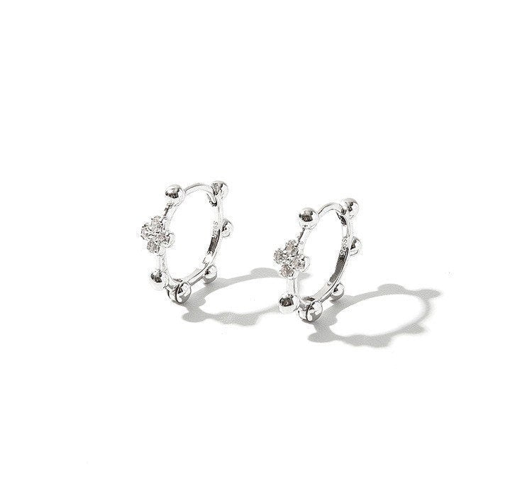 Silver cross hoop earrings| Hoops| Sterling Silver|Gifts for her| Crystal cross hoops| Ball hoops