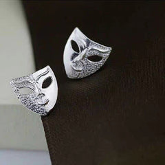 Tiny mask earrings| Studs| Sterling Silver| The Phantom of the Opera| Men¡¯s earrings