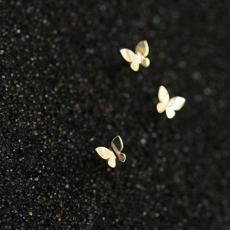 Super Tiny Gold Butterfly Earrings, Studs, Sterling Silver, Gifts for kids, Cutest.
