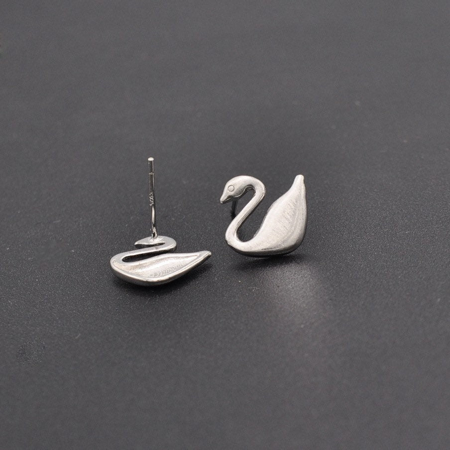 Swan earrings| Swan lake Studs| Sterling Silver| Matte finish|Gifts for kids| Cutest