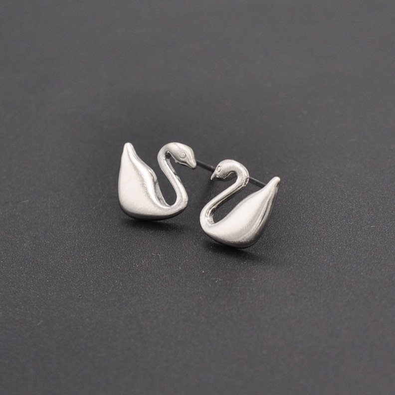 Swan earrings| Swan lake Studs| Sterling Silver| Matte finish|Gifts for kids| Cutest