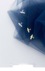 Tiny airplane Earrings| Helicopter Studs| Gold Studs| Crystal earrings| Jet earrings| Gold plane| Sterling Silver| Gifts for kids| Cutest