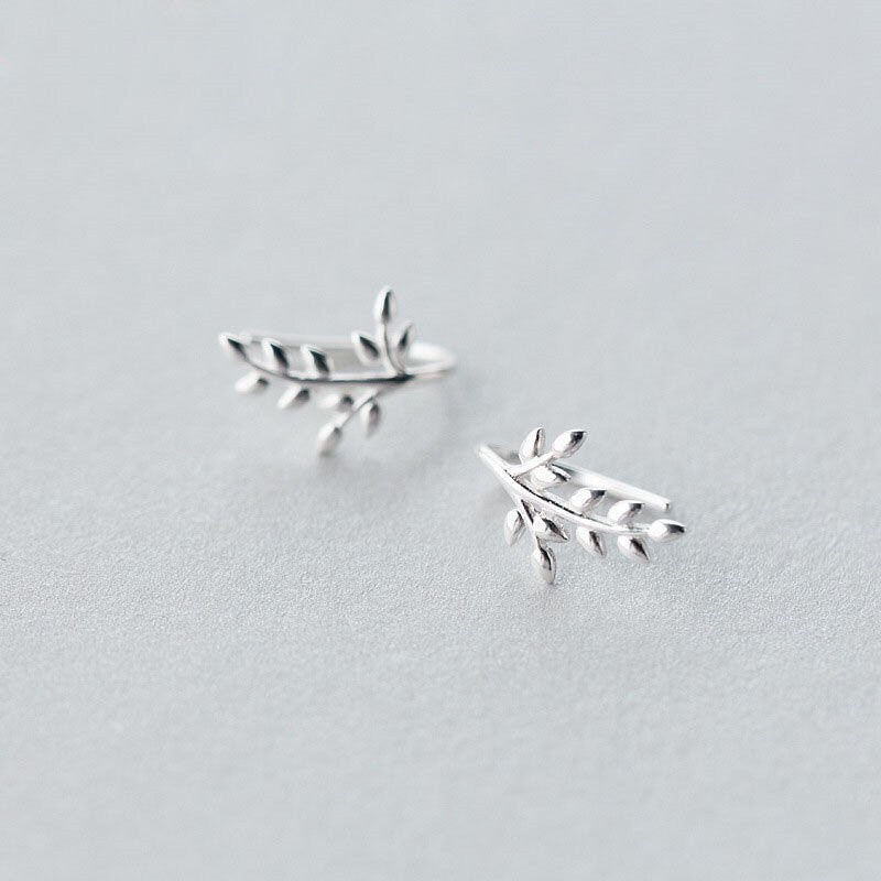 Silver branch leaf earrings| Hoops| Olive Branch| Peace| Sterling Silver| Gifts for her| Mothers Day Gift