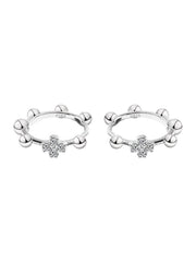 Silver cross hoop earrings| Hoops| Sterling Silver|Gifts for her| Crystal cross hoops| Ball hoops