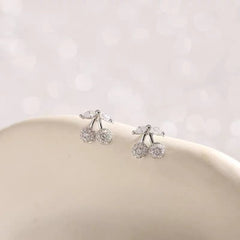 Sterling Silver Cherry Earrings | Crystal cherry earrings£üCherry Studs£üSterling Silver£üFruit Earrings£üGifts for kids£üCutest£üGlitter£üSparkle