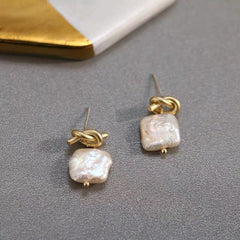 Natural Freshwater Pearl Knots Earrings