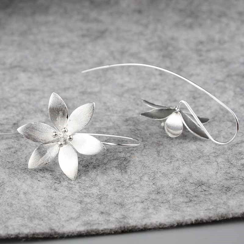 Silver Lotus Earrings, Orchid Earrings, Flower Earrings, Dangle Earrings, Sterling Silver, Gifts for her, Elegant