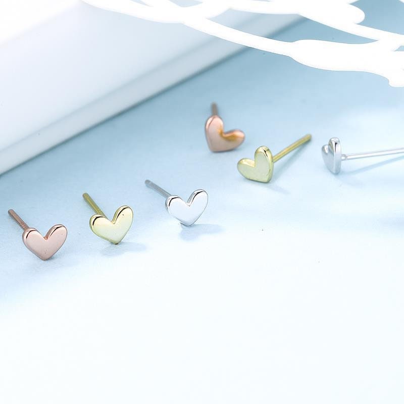 Super Tiny Gold Heart Studs , Simple Heart Stud earrings, Silver, Gold, Rose Gold, Cute, Dainty, Delicate jewelry.