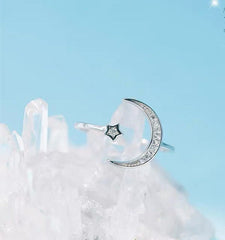 Sterling Silver Moon Star Ring| Adjustable Ring| S925| Double Rings| Big Dipper| Romantic| Best gift for her| Galaxy